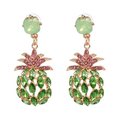 

2019 ZA NEW Pineapple Rhinestone Statement Earring Boho Fashion Crystal Drop Dangle Earrings for Women party Jewelry Bijoux