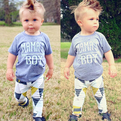 

Newborn Infant Baby Mamas Boy T-shirt Long Pants Outfits Clothes Playsuit