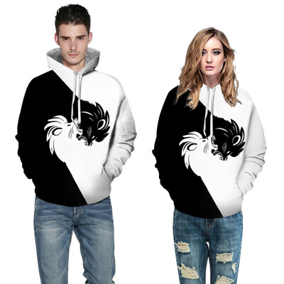 

Toponeto Men Women Mode 3D Print Long Sleeve Couples Hoodies Top Blouse Shirts