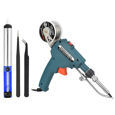 

220V 60W Automatic Feed Electric Soldering Gun Kit with 1 Desoldering Pump&2 Tweezers Auto Welding Gun Solder Tool Kit