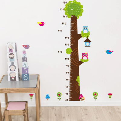 

Stylish Cartoon Wall Stickers Large Tree Height Measure Growth Chart KIDS Room Decor