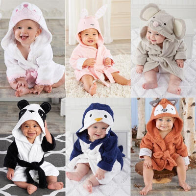 

Infant Baby Boy Girl Kids Animal Cartoon Baby Bathrobe Hooded Bath Towel Bathing Suit