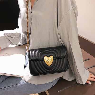 

Qiao Bani 2019 new Korean fashion Dongdaemun wild peach heart chain small square bag shoulder diagonal female bag tide