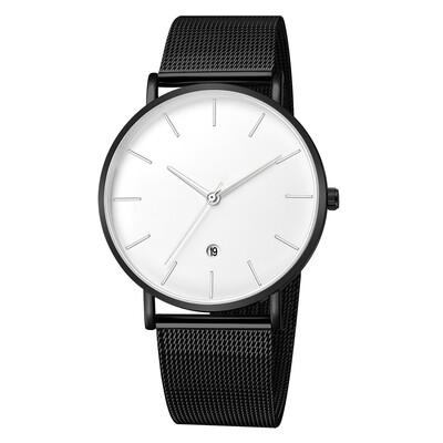 

Modern Fashion Womens Watches Black Thin Dial Quartz Mesh Alloy Steel Casual Wristwatch Ladies Business Clock Reloj Mujer