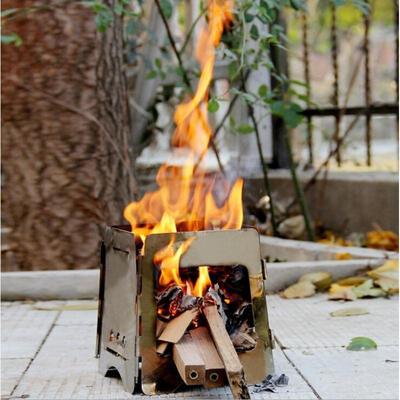 

Outdoor Camping Portable Cooking Wood Burning Stove Ferro Rod Fatwood Knife