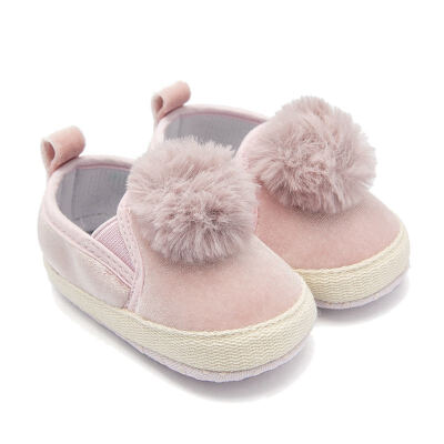 

Baby Girl Breathable Anti-Slip Shoes Casual Sneakers with Plush Ball Toddler Soft Soled First Walkers Children Casual Shoes