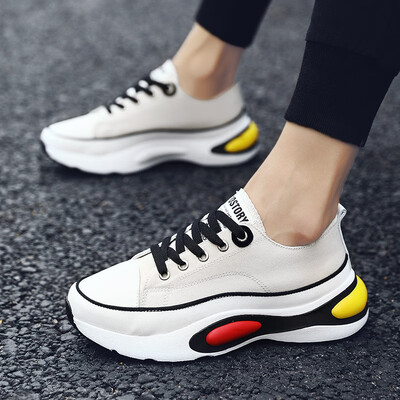 

2019 summer Korean version of the trend of mens shoes increased muffin shoes sports&leisure mens canvas shoes running tide shoes