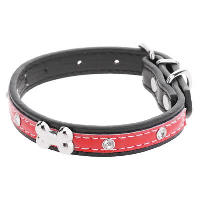 

Pet Collar PU Rhinestone Bone Reflective Adjustable Leash for Cats Dogs