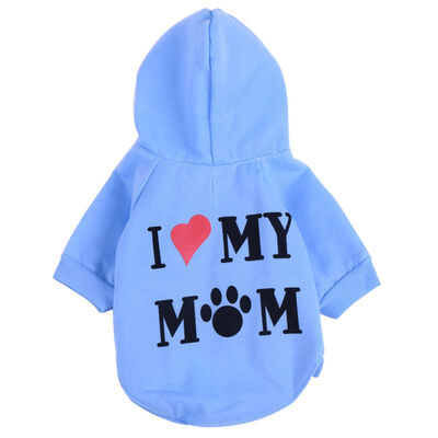 

I LOVE MOM Print Pet Coat Dog Jacket Autumn Winter Clothes Puppy Cat Sweater Clothing Coat Apparel with Cap