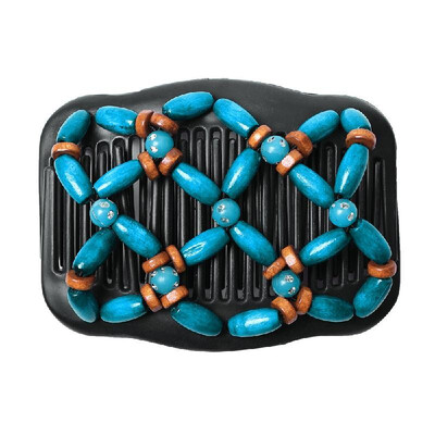 

Retro Wooden Beads Magic Hair Comb Double Row Hairpin Insert Women Hairstyle Clip