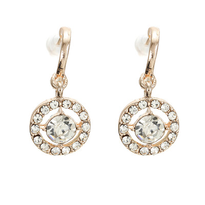 

Fashion Rose Golden Earrings Small Round Rhinestones Hoop Earrings Womens Hot Fashion Party Jewelry Gifts