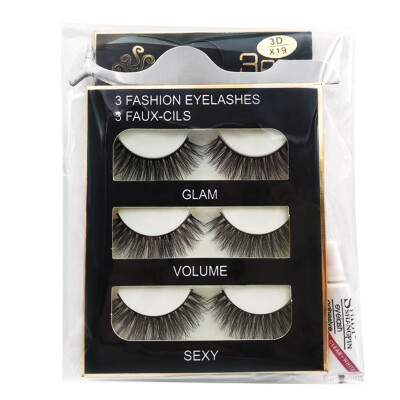 

Natural Mink Eyelash Grafting Set 3 Pairs Of False Eyelashes Tweezer Eyelashes Adhesive Makeup Tools Long Lasting