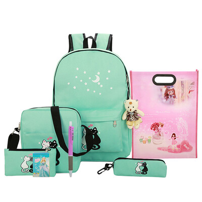 

Tailored 8Pcs Cute Animal Star Printing Backpack Women Canvas Backpack School Bags For Te