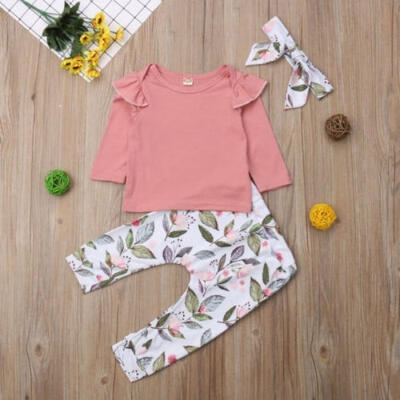 

2Pcs Newborn Kids Baby Girl Print Cotton Tops T-shirt Pants Outfits Clothes 3Months-3Years