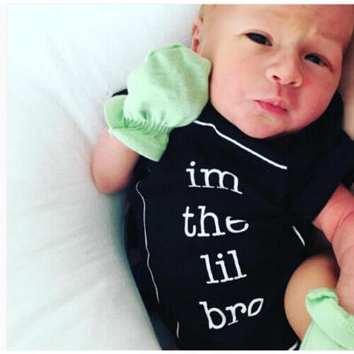 

Newborn Infant Baby Boy Black Cotton Romper Summer Bodysuit Shirt Tops 0-18M