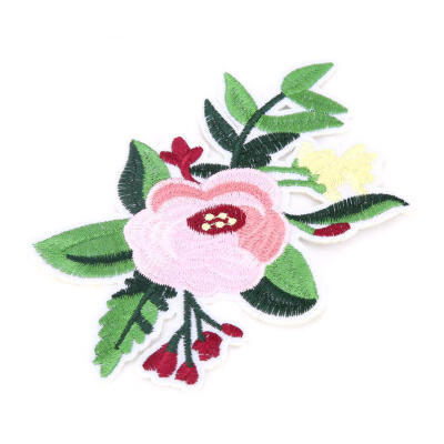 

Greensen Pink Peony Embroidered Patch DIY Decoration Cloth Iron Sew Sticker Applique Craft Accessories