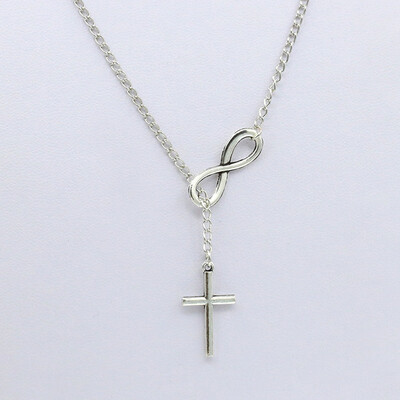 

New hot 2018 Lovely Chic Infinity Cross Long Silver Chain Pendant Necklace For Women Fashion Bohemian Jewelry Gifts