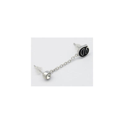 

Double Pierced Earrings Alloy Stud Earrings with Rhinestone no black pedestal Black Size about 13mm long