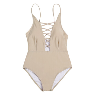

Sexy Spaghetti Strap Criss Cross Hollow Out Pad Backless Swimsuit for Women