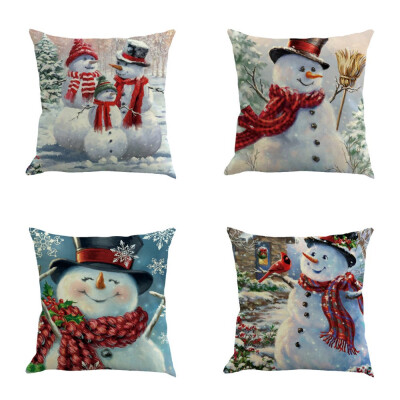 

Siaonvr 4PC Christmas Cotton Line Sofa Car Home Waist Cushion Cover Throw Pillow Case