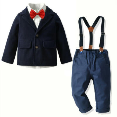 

4pcs Toddler Kids Baby Boys Gentleman T-shirt TopPants Outfits Clothes Suit Set