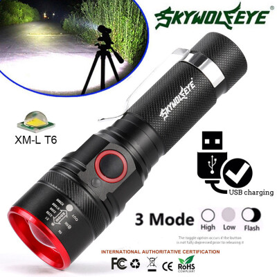 

Saidsome USB Rechargeable T6 LED 3Mode Flashlight Torch Zoom Light Lamp flashlight lamp