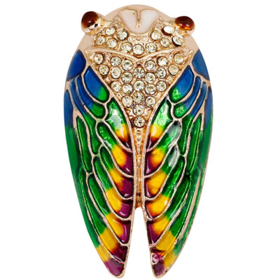 

Fashion Party Weddings Banquet Brooch Rhinestone Gold Silver Color Cicada Insect Brooches For Women And Men