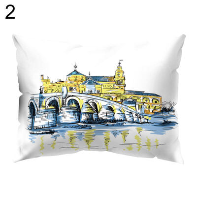 

Soft Pillow Case England House Pattern Cushion Cover Home Office Car Decoration