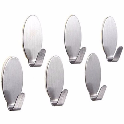 

Gobestart 6x Useful Stick On Hook Strong Self Adhesive Sticky Coat Hat Metal Hanger Silver