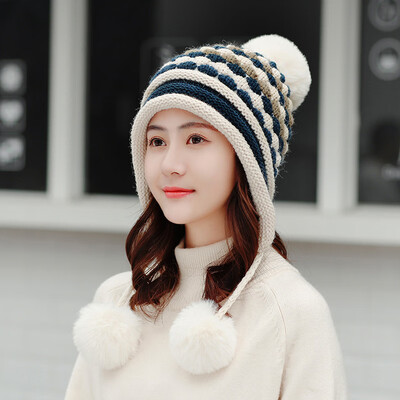 

Hat Female Winter Woolen Cap Sweet&Lovely Korean Edition Baitao Chao Fashion Warm Moon Cap Ear Protector Knitted Cap