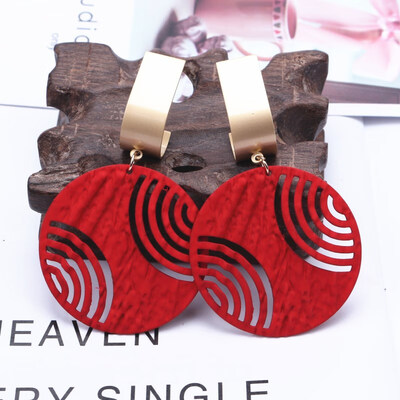 

EK435 European American Exaggerated Hollow Geometric Big Round Drop Earrings for Women Female Simple Ethnic Metal Punk Brincos