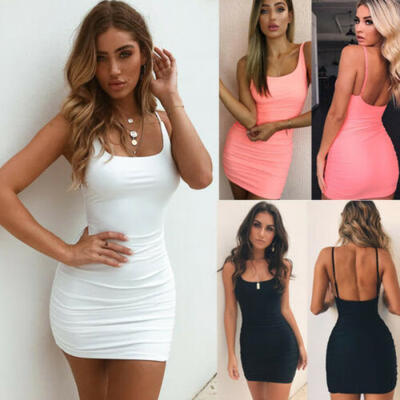 

Sexy Women Summer Sleeveless Bodycon Short Mini Dress Party Evening Pencil Dress
