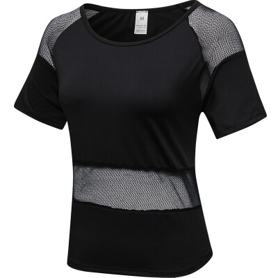 

Womens mesh stitching yoga wear loose casual running quick-drying breathable sports blouse