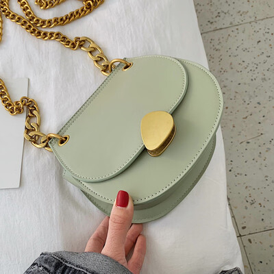 

French minority woman 2019 new Korean version 100 lap slant bag texture chain single shoulder saddle bag