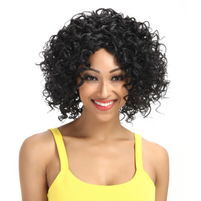 

Noble Hair Short Synthetic Wigs Kinky Curly 1B Only Synthetic Wigs For Women Heat Resistant Free Shipping