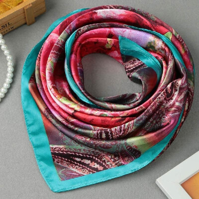 

Women Square Scarf Sheen Satin Floral Print Vintage Scarf Scarves Thin Pashmina Oversize Kerchief