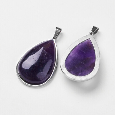 

Natural Amethyst Pendants with 304 Stainless Steel Findings Drop 395x25x758mm Hole 35x8mm