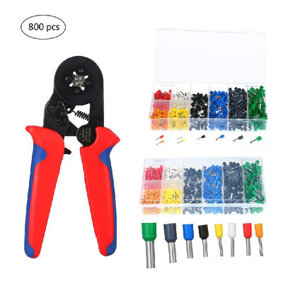 

WXC8 6-4 Crimper Plier Set 025-6mm² Self-Adjustable Ratchet Wire Crimping Tool with 800Pcs 23-10AWG Wire Terminal Crimp Connector