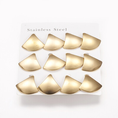 

304 Stainless Steel Stud Earrings Triangle Golden 25x26x15mm Pin 08mm 6pairscard