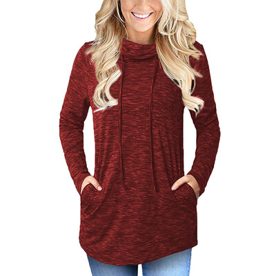 

Nomeni Womens Long Sleeve Cowl Neck Casual Sweatshirt Tops with Pockets