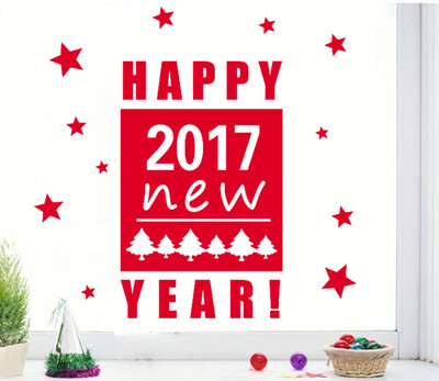 

Gobestart New Year 2017 Merry Christmas Wall Sticker Home Shop Windows Decals Decor
