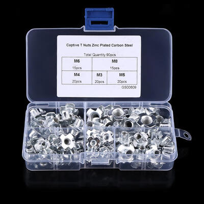 

Greensen 90pcs Carbon Steel M3M4M5M6M8 Four Pronged T Nuts Blind Inserts Nut for Wood Furniture