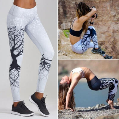 

Women Yoga Fitness Leggings Running Gym Stretch Sports High Waist Pants Trousers