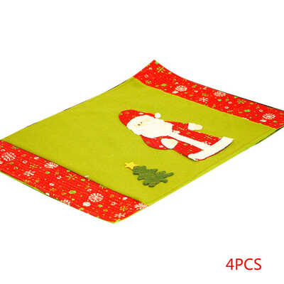 

Christmas Xmas Santa Table Place Mat Anti-skid Washable Dining Coffee Kitchen Holiday Desk Cloth