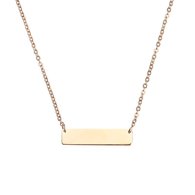 

New Personalized Blank Bar Pendant Necklace 3 Colors Stainless Steel Plate Necklace Jewelry