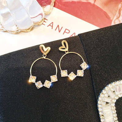 

925 Silver Earrings Zircon Earrings Love Circle Earrings Ms Temperament Earrings Personality Fashion Net Red Earrings Advanced Ea