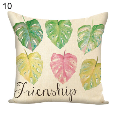 

Letter Leaves Square Throw Pillow Case Cushion Cover Home Sofa Bed Car Decor