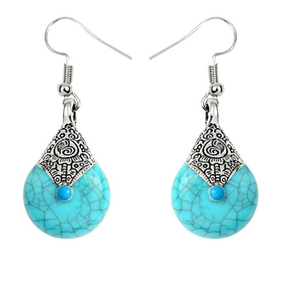 

Fashion Ethnic Resin Stone Style Alloy Drop Hook Earrings Women Jewelry Gift