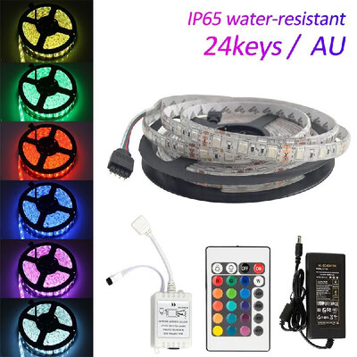 

DC 12V 5M RGB LEDs Strip Light Set with IR Remote Flexible Cuttable Self-adhesive LEDs Strips IP65 Water Resistance for Home Party