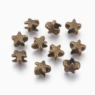 

Tibetan Style Alloy European Beads Large Hole Starfish Beads Lead Free & Nickel Free Antique Bronze 10x105x65mm Hole 45mm
